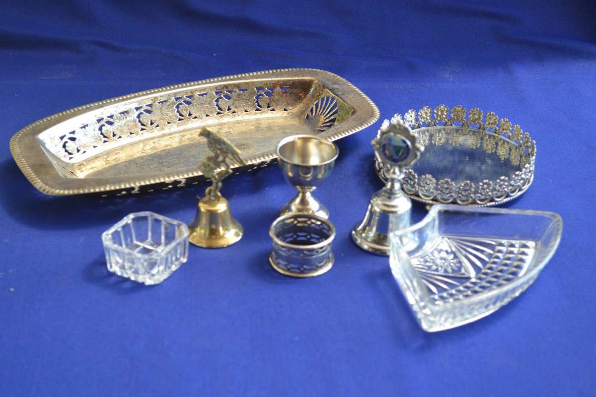 Assorted Vintage Silver Plate  and Glass Items - 8 Pieces