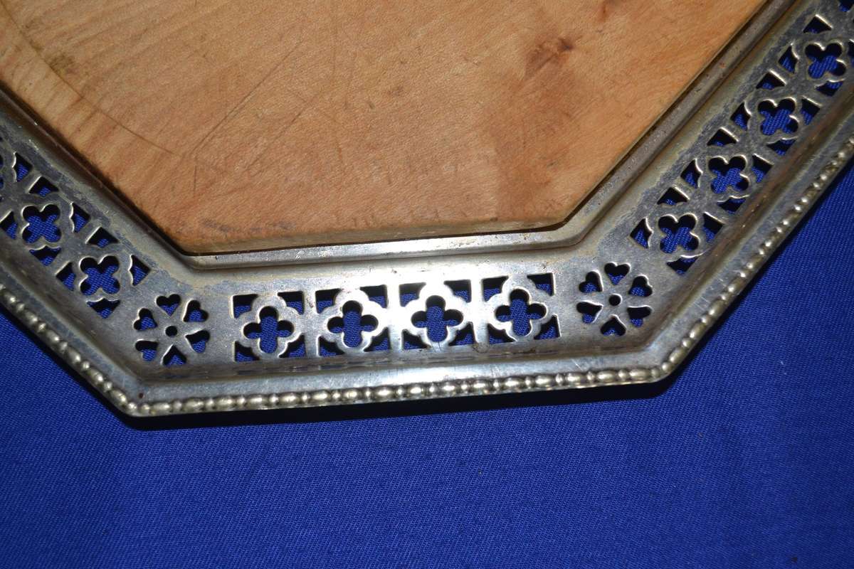 Vintage Silver Plate Bread / Cheese Board with Wooden Insert