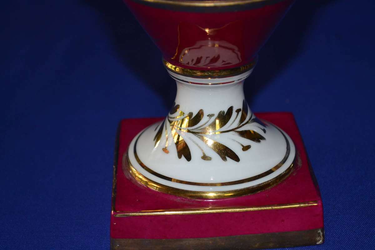 Vintage Hand Painted Limoges Urn Vase with Swan Handles