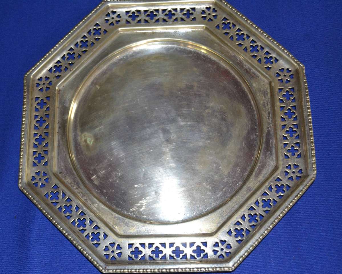 Vintage Silver Plate Bread / Cheese Board with Wooden Insert