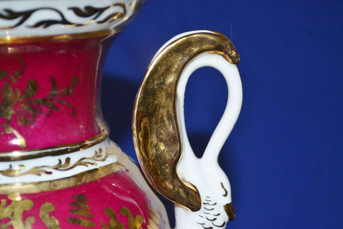 Vintage Hand Painted Limoges Urn Vase with Swan Handles