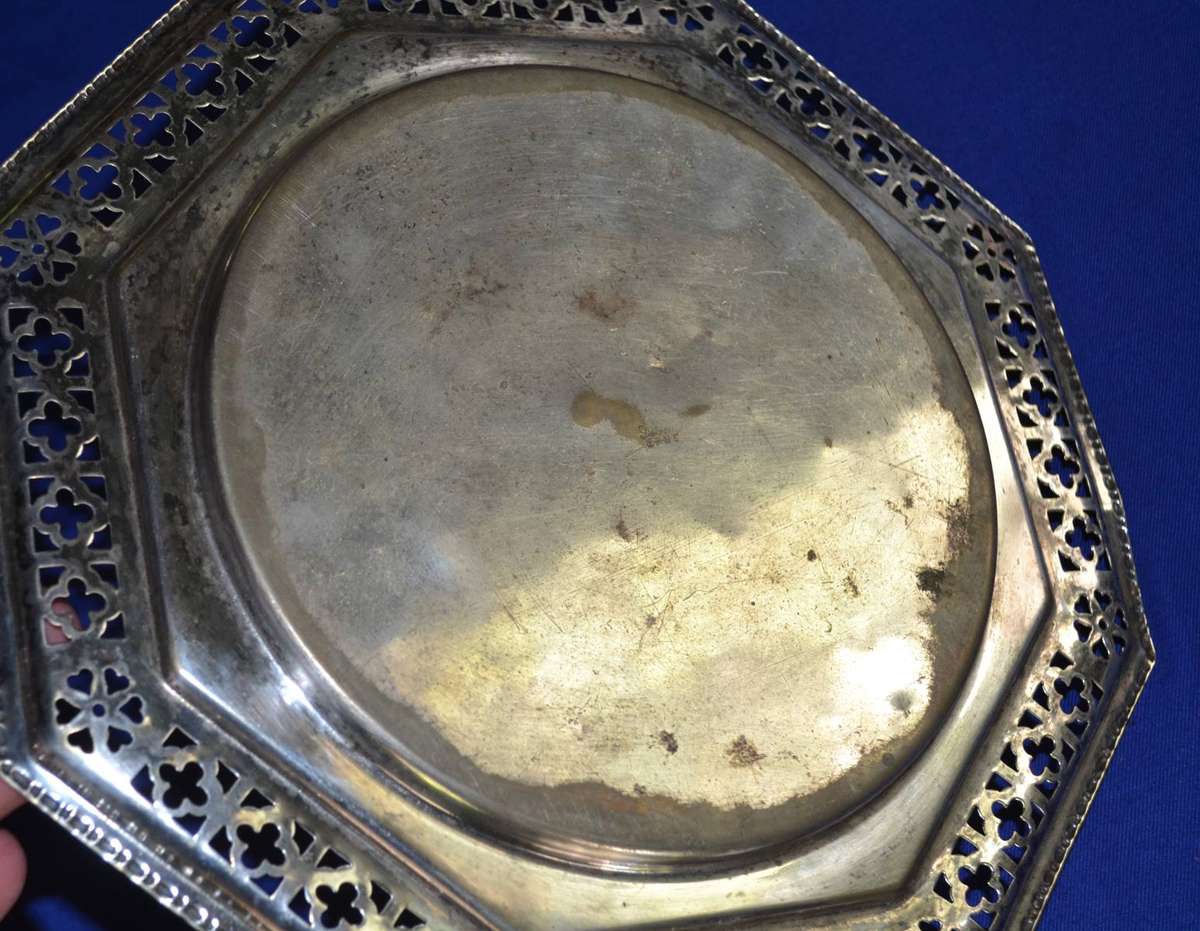 Vintage Silver Plate Bread / Cheese Board with Wooden Insert