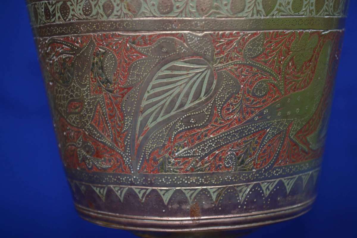 True Vintage Large Hand Etched Brass Chalice