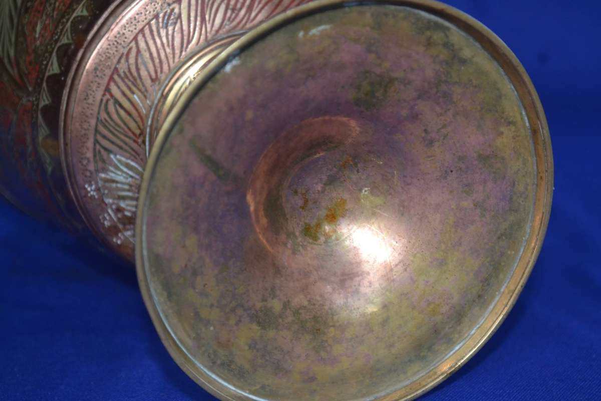 True Vintage Large Hand Etched Brass Chalice