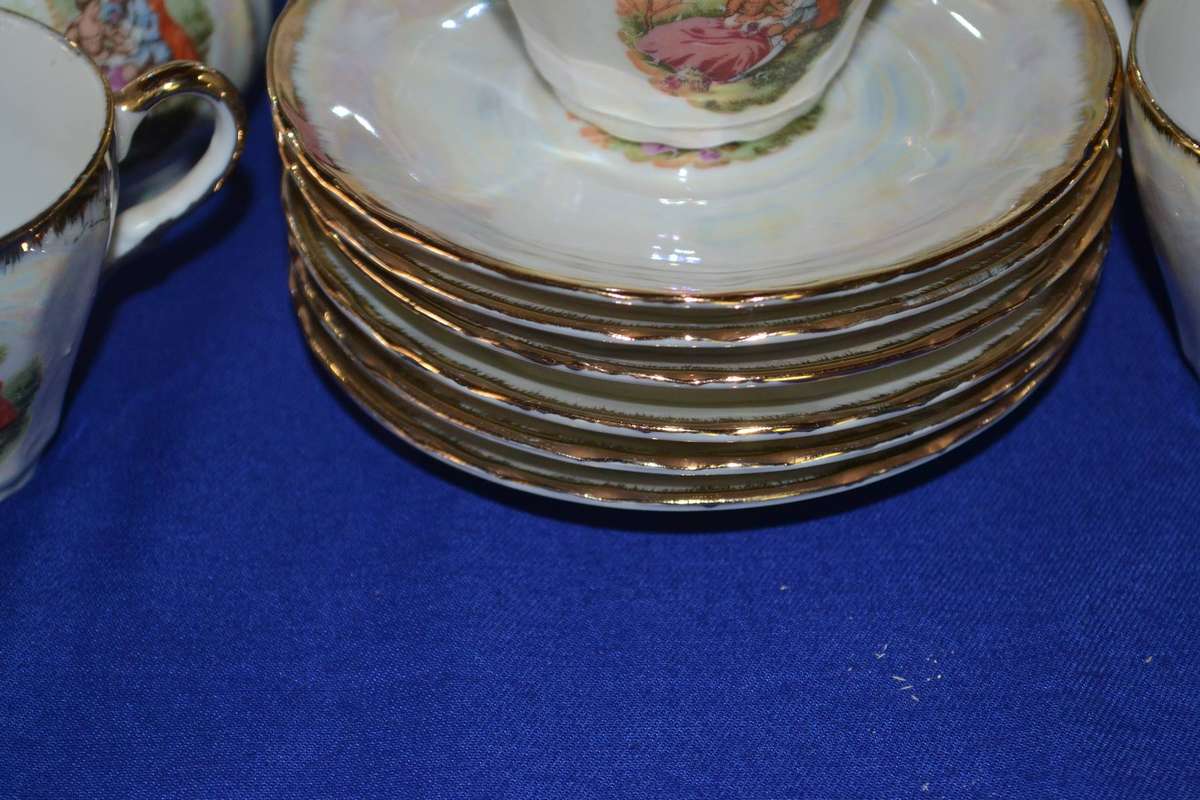 Vintage Japanese Lusterware Coffee Set - 15 Pieces