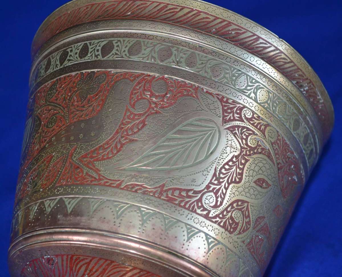 True Vintage Large Hand Etched Brass Chalice