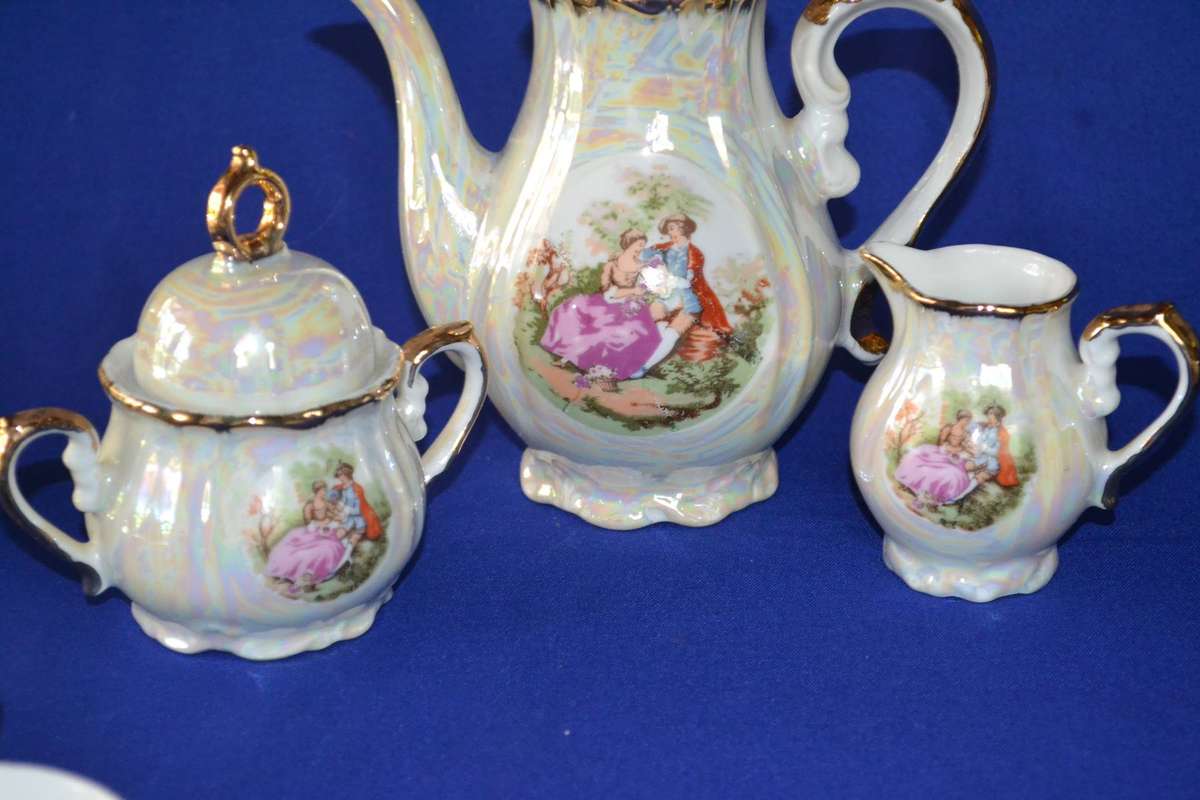 Vintage Japanese Lusterware Coffee Set - 15 Pieces