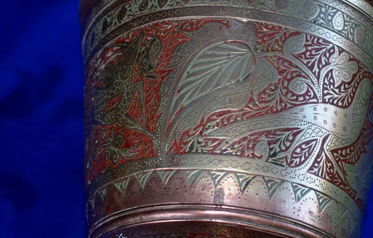 True Vintage Large Hand Etched Brass Chalice