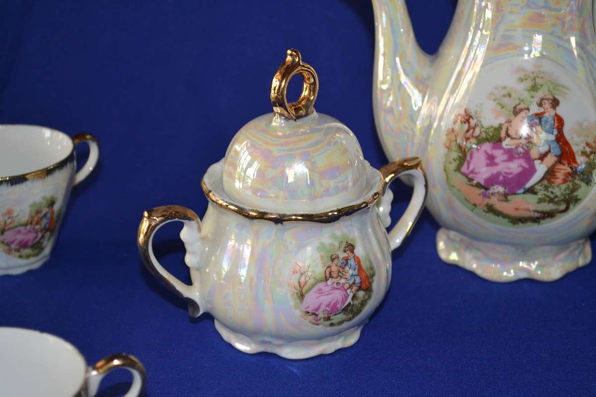 Vintage Japanese Lusterware Coffee Set - 15 Pieces