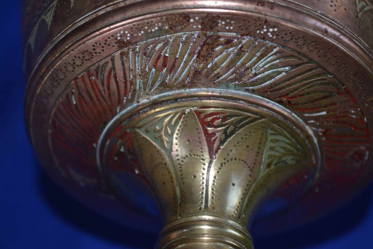 True Vintage Large Hand Etched Brass Chalice