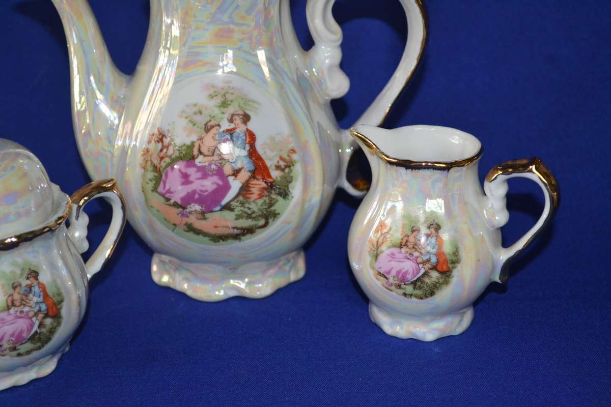 Vintage Japanese Lusterware Coffee Set - 15 Pieces