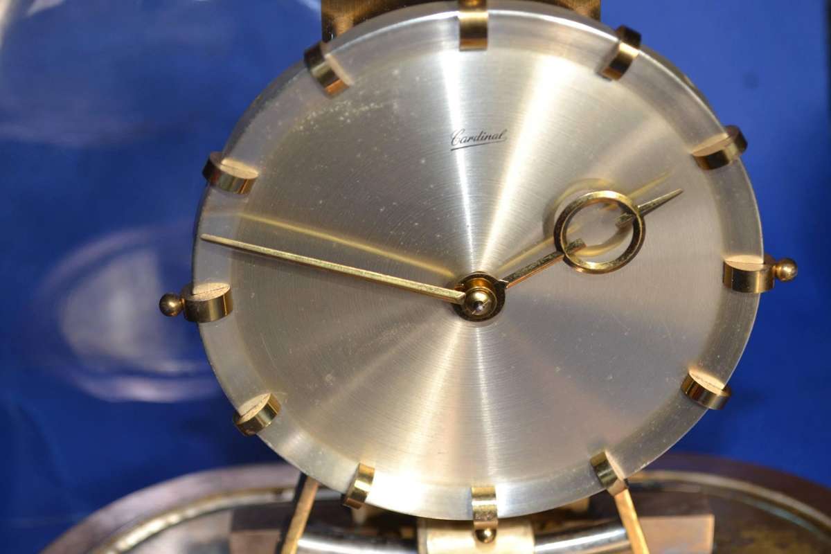 Kieninger & Obergfell West Germany Vintage Glass Dome Anniversary Mantle Clock