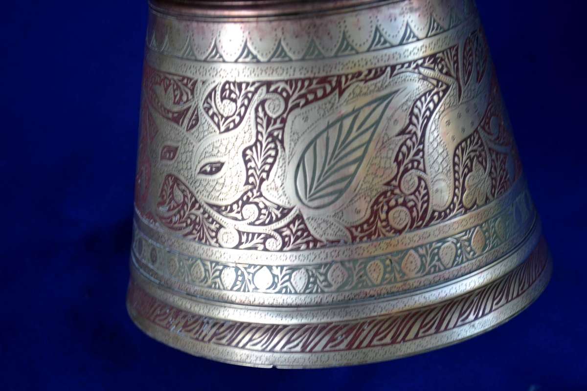 True Vintage Large Hand Etched Brass Chalice