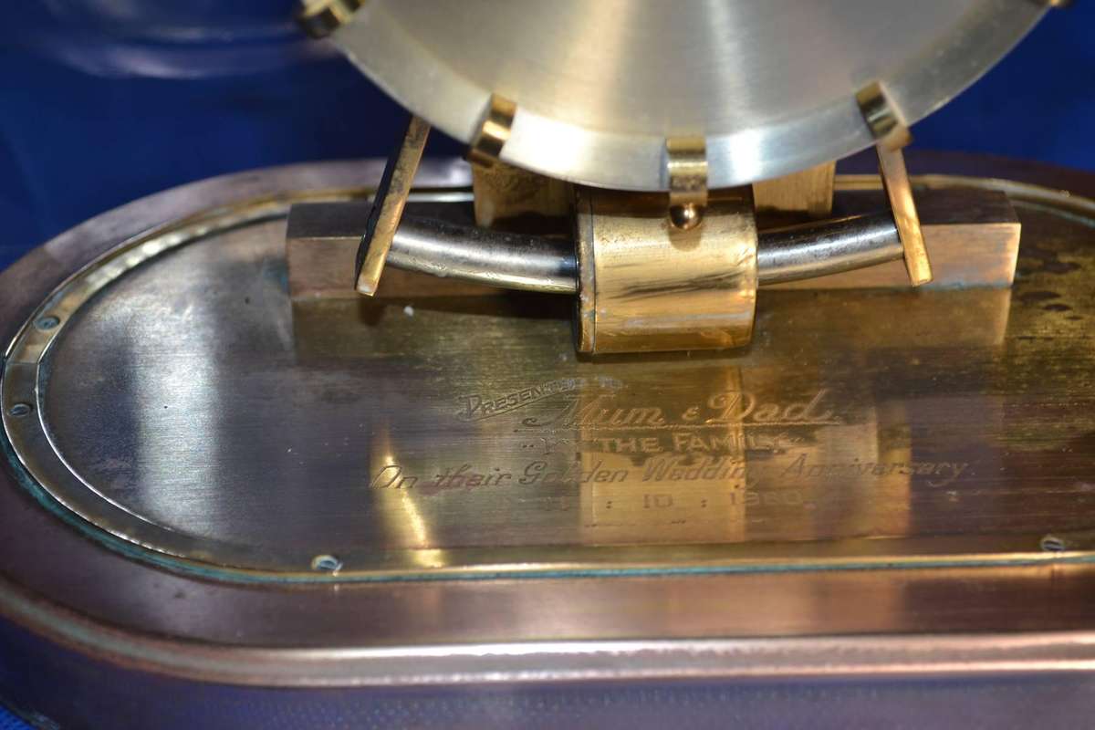 Kieninger & Obergfell West Germany Vintage Glass Dome Anniversary Mantle Clock