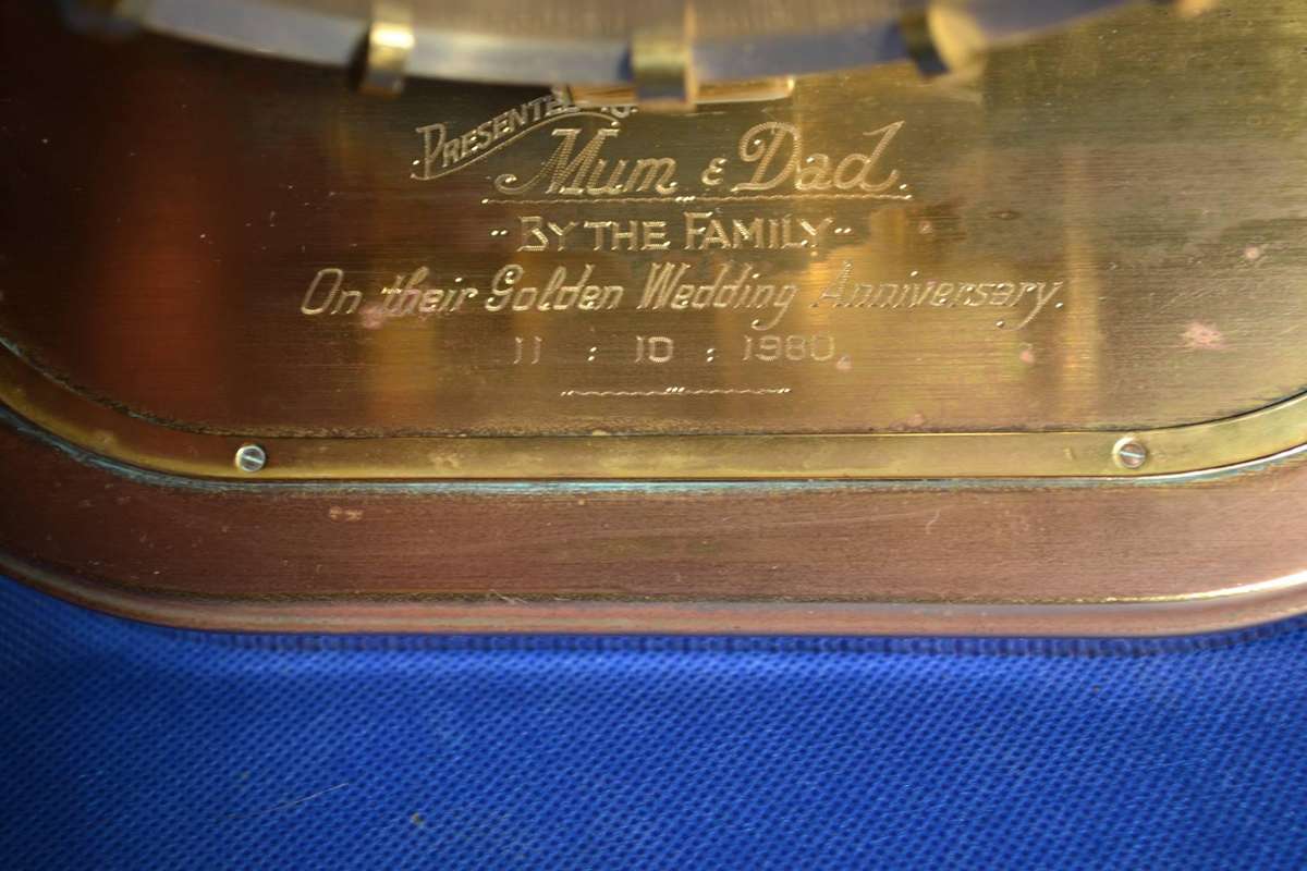 Kieninger & Obergfell West Germany Vintage Glass Dome Anniversary Mantle Clock