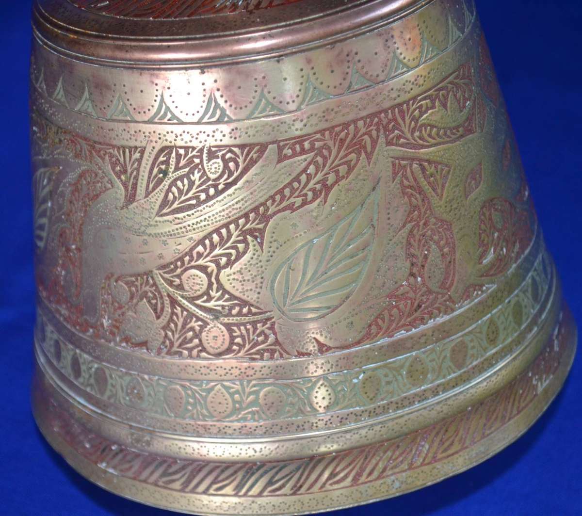 True Vintage Large Hand Etched Brass Chalice