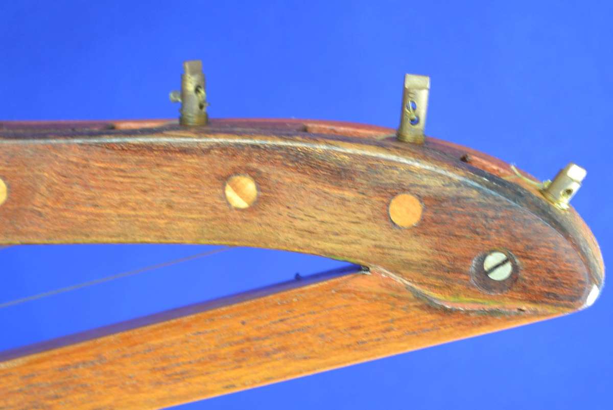 Upright Harp Style Stringed Musical Instrument with M-Shaped Wooden Frame