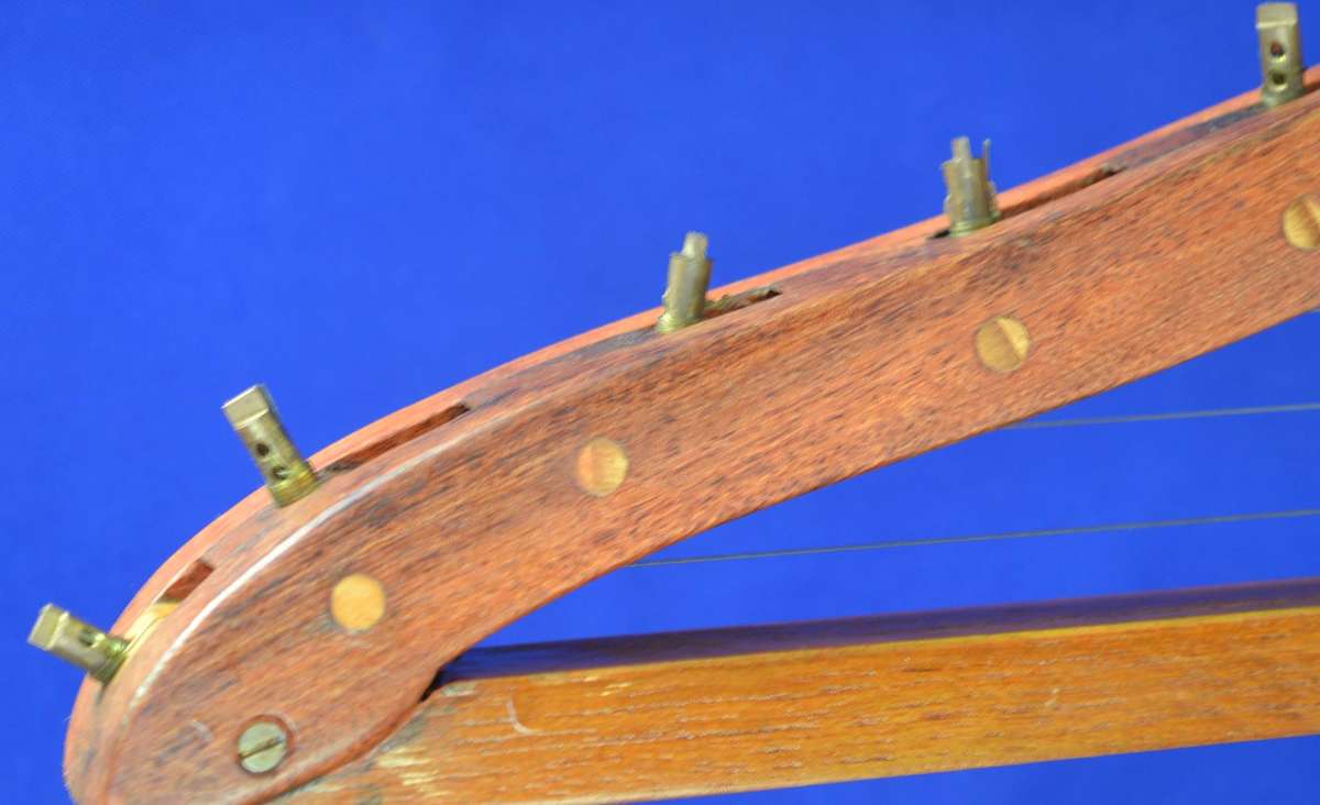 Upright Harp Style Stringed Musical Instrument with M-Shaped Wooden Frame