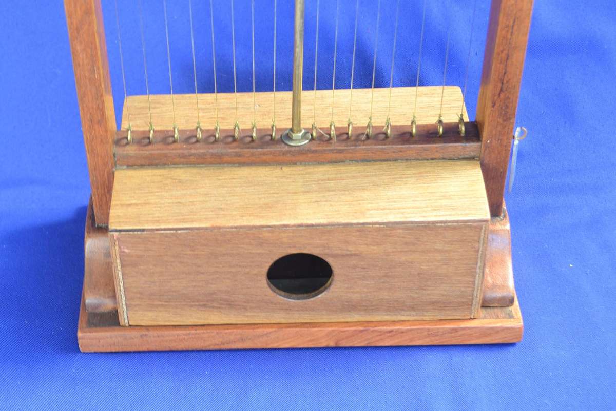 Upright Harp Style Stringed Musical Instrument with M-Shaped Wooden Frame