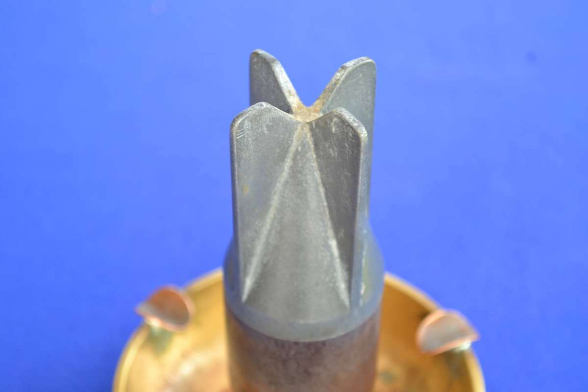 Vintage Heavy WWII Trench Art "Mortar" Ashtray with Coin Cigarette Holders