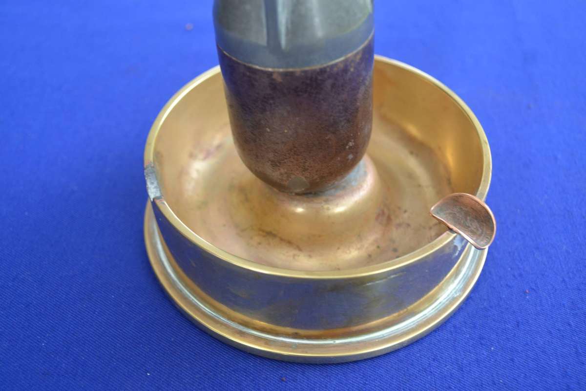 True Vintage Heavy WWII Trench Art "Mortar" Ashtray with Coin Cigarette Holders