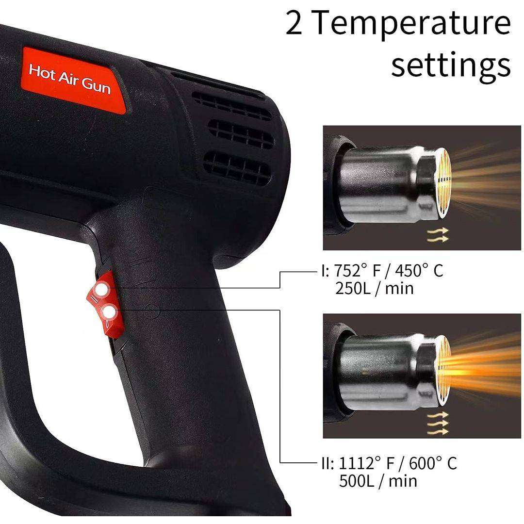 2000W Heat Gun Strong Power Hot Air Gun 2 Speeds for Crafts Shrink PVC