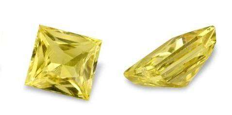 Sapphire Matching Pair - Bright Yellow Square Facet - 0,15cts