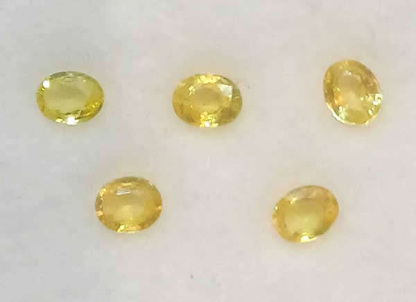 Sapphire parcel of 5 - Canary Yellow Oval Facet - 0,57cts