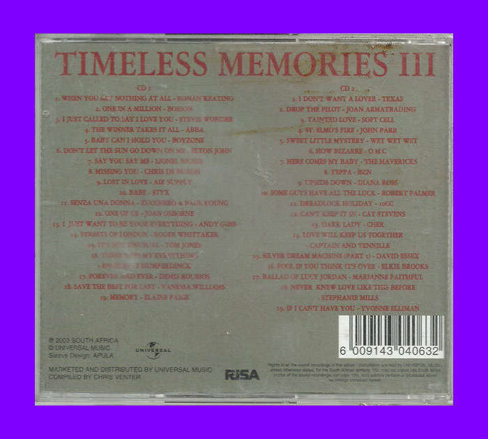 Music CD - Timeless Memories III (CD Disc 2 ONLY)