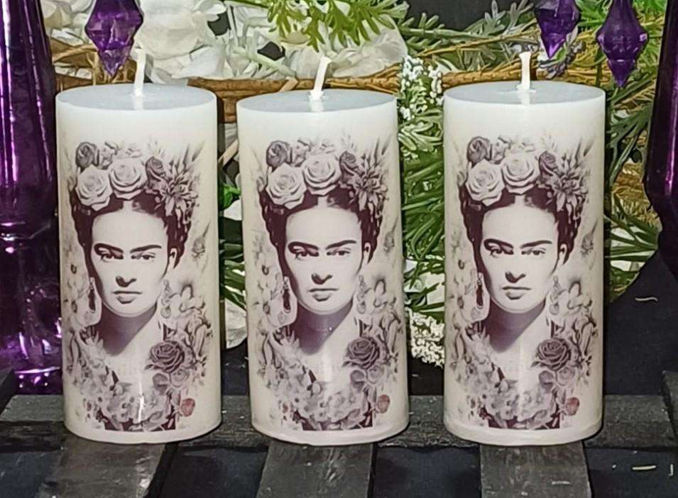 SET OF 3  Hand Poured Scented Candles with Frida Kahlo Design