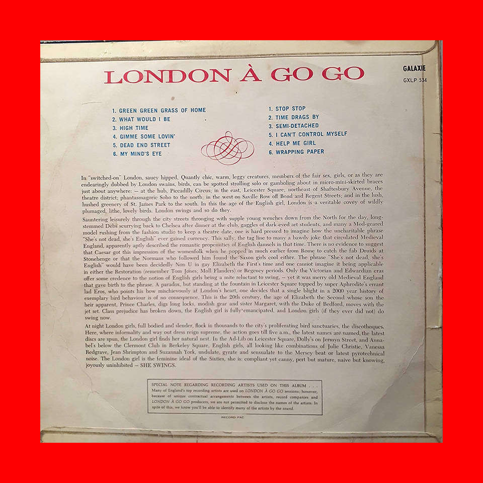 VINYL LP RECORD  - LONDON A GOGO VOLUME 1