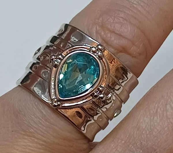 Broad Dress Ring With Imitation Gemstone.