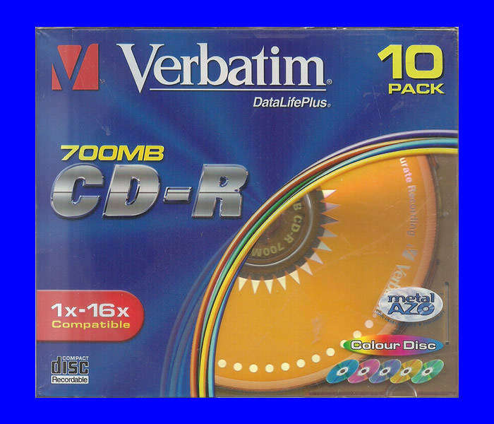 Verbatim CD-R  700mb Box of 10 Slim Colour Discs