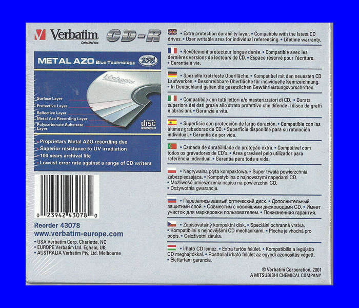 Verbatim CD-R 700mb Box of 20 Super Slim Discs