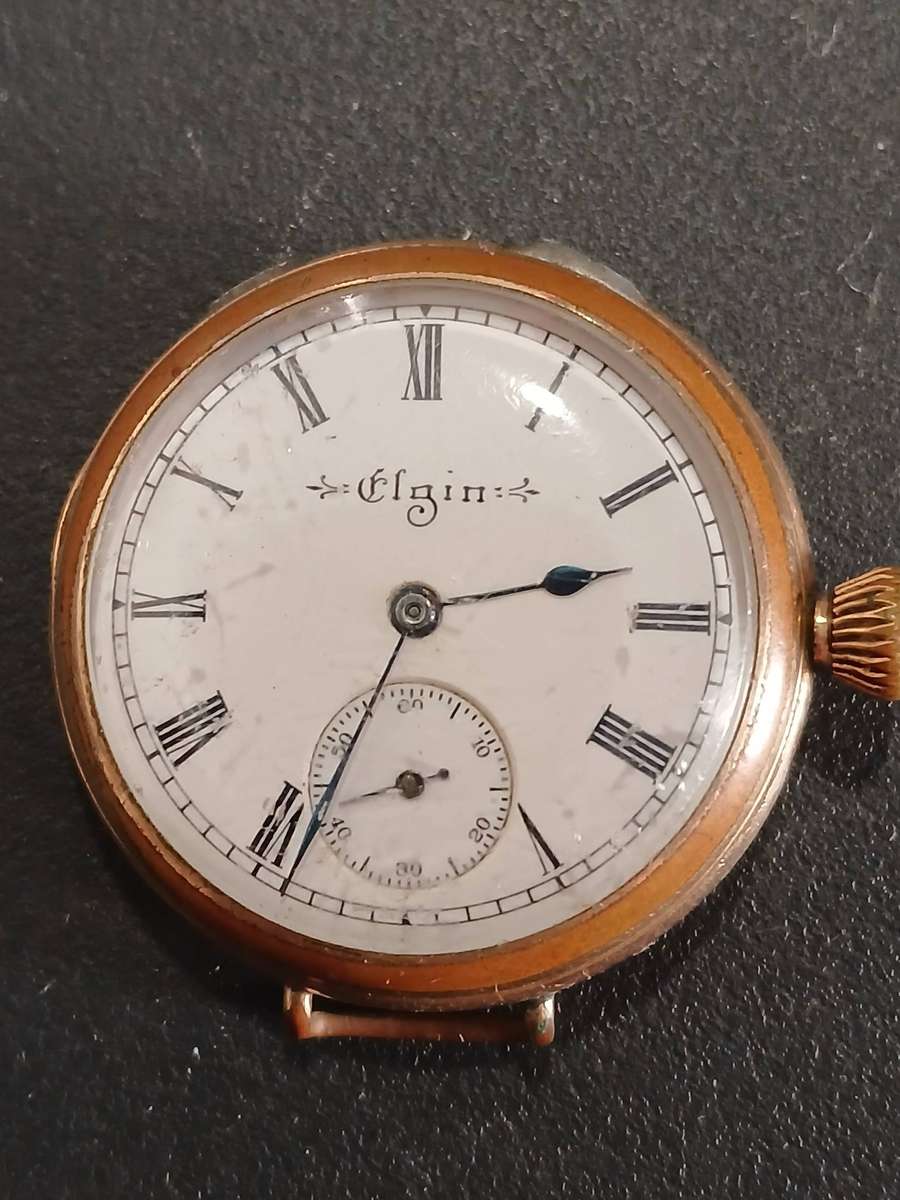 Elgin Wrist Trench  Watch. 1917 WW1 with 7 Jewel Double Roller Movement. (Rare) NOT WORKING