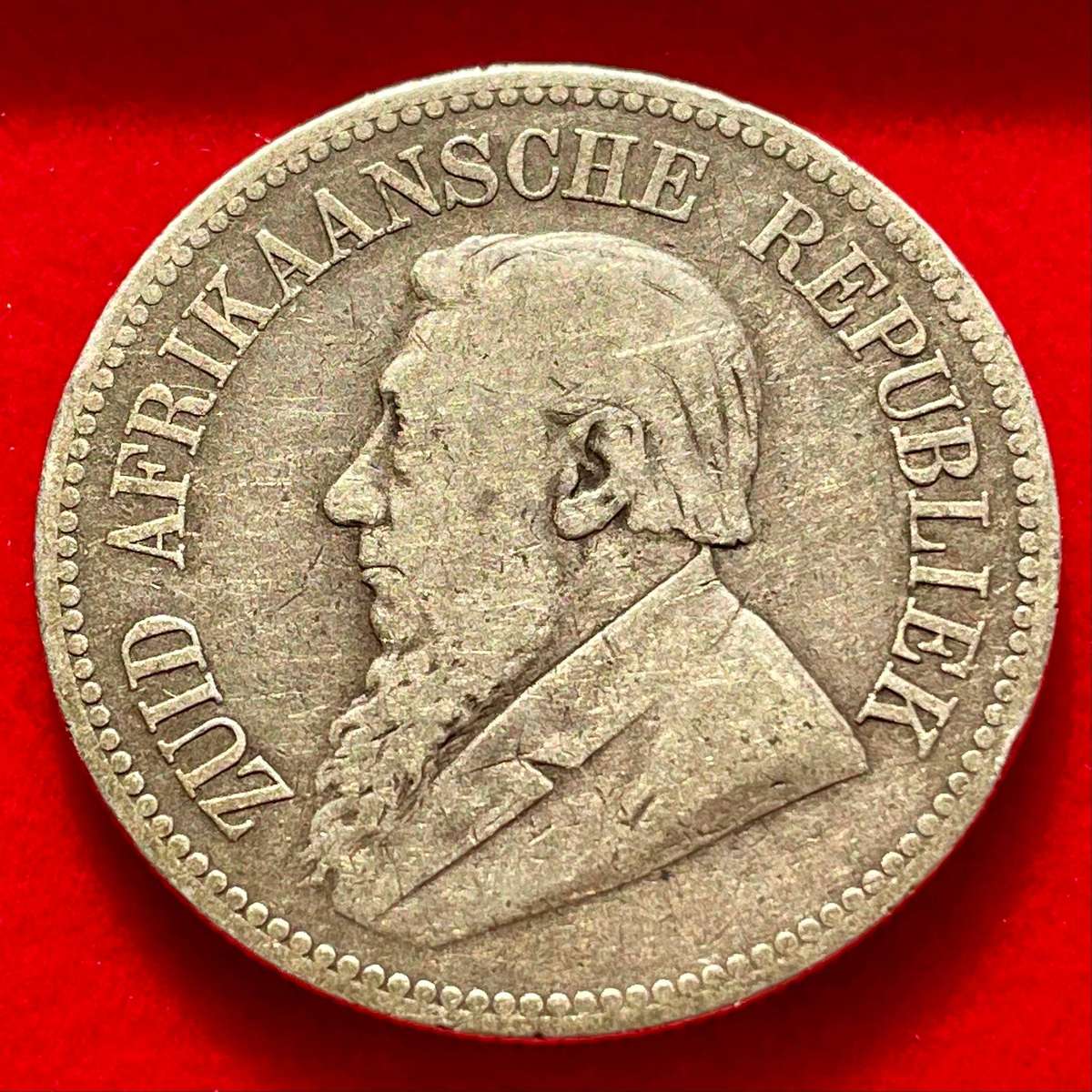 Scarce 1893 ZAR Paul Kruger silver 2 1/2 shillings coin