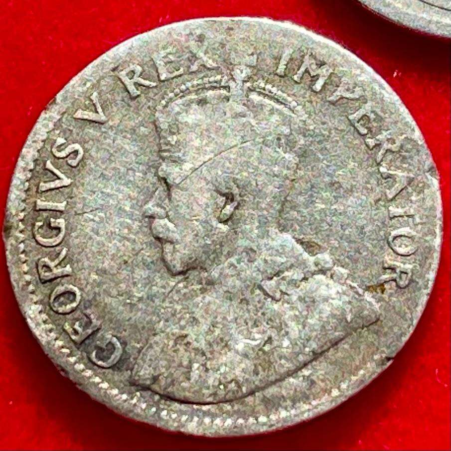 1925 South African silver tickey (3d) coin - Wreath variety - Lot 2 of 2