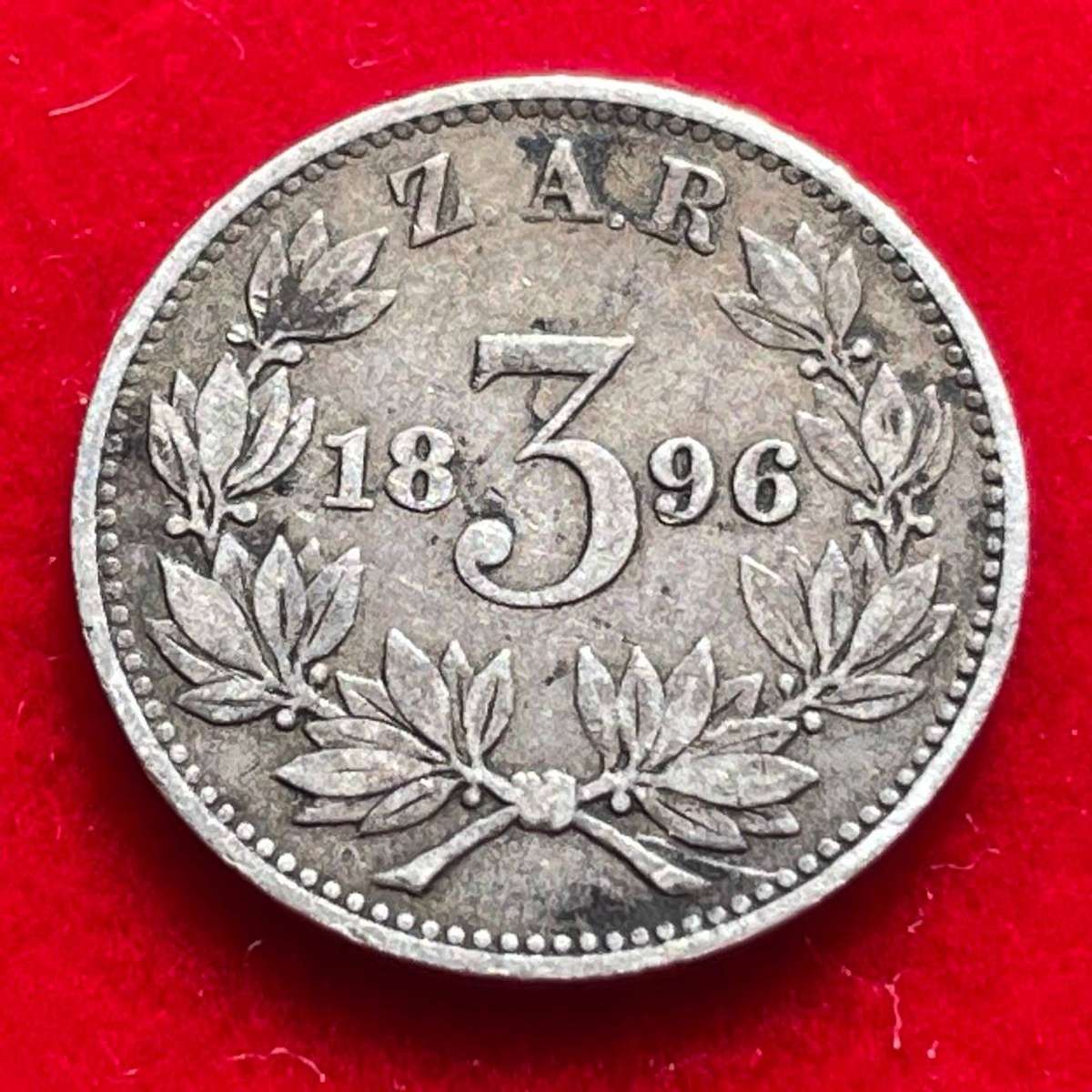 1896 ZAR Paul Kruger silver tickey (3 pence) coin