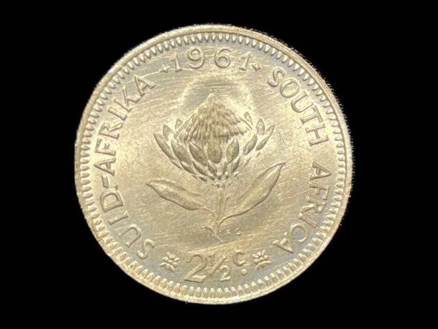 Beautiful almost certainly UNC 1961 R.S.A. silver 2 1/2 cent coin - Only 299,090 minted