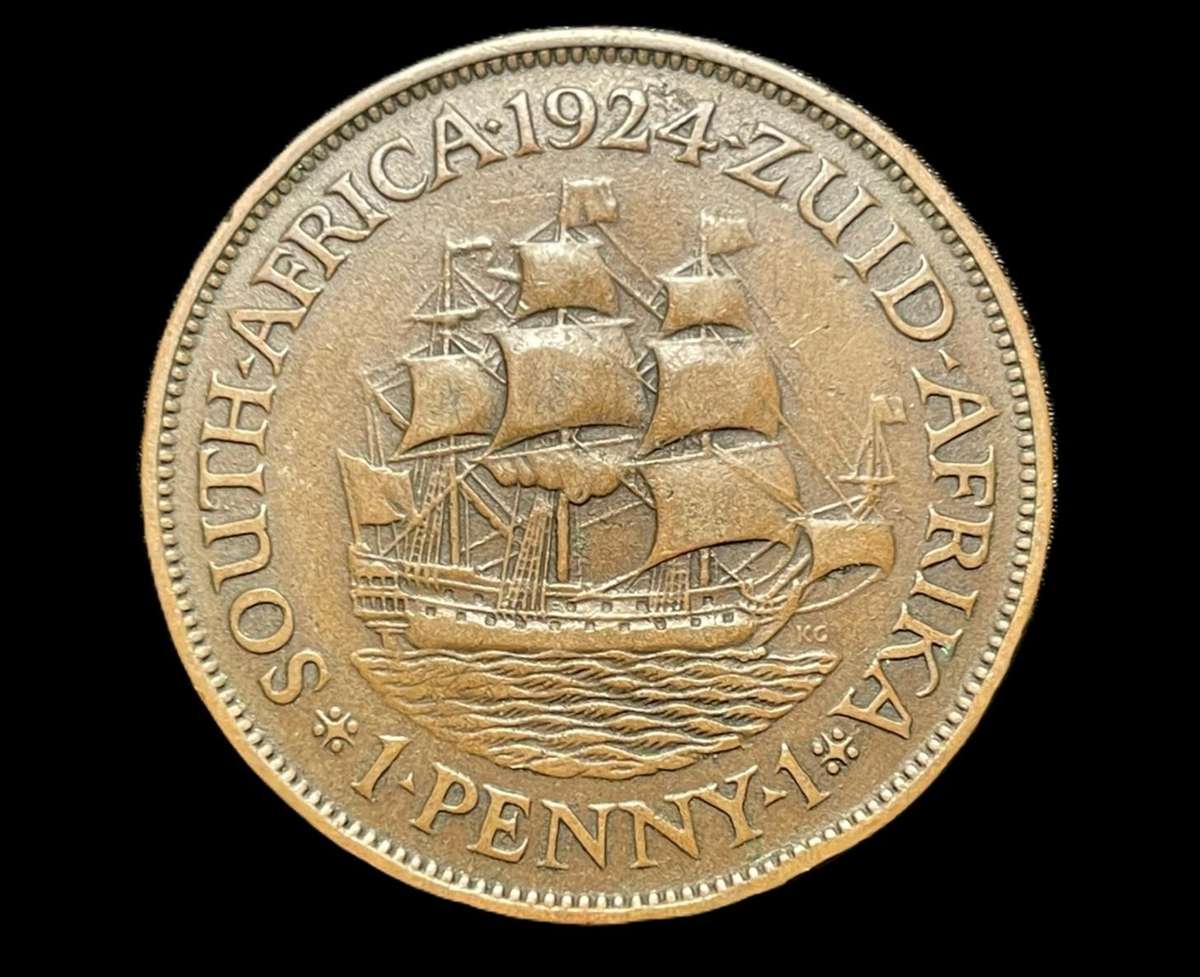 Scarce 1924 SA Union 1 penny coin - Nicer grade filler coin