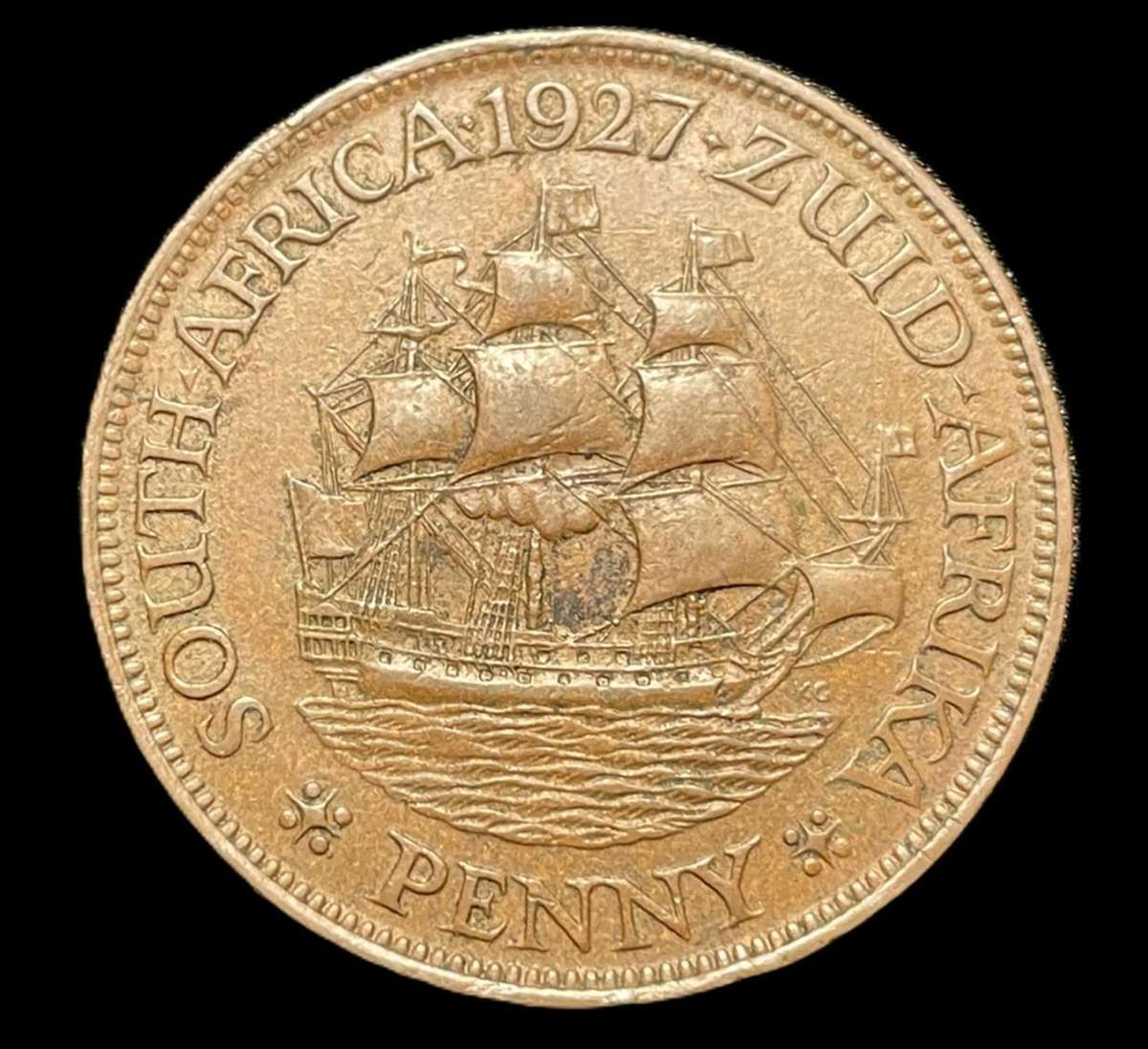 Scarce 1927 SA Union 1 penny coin - Higher grade coin - Harder date to find