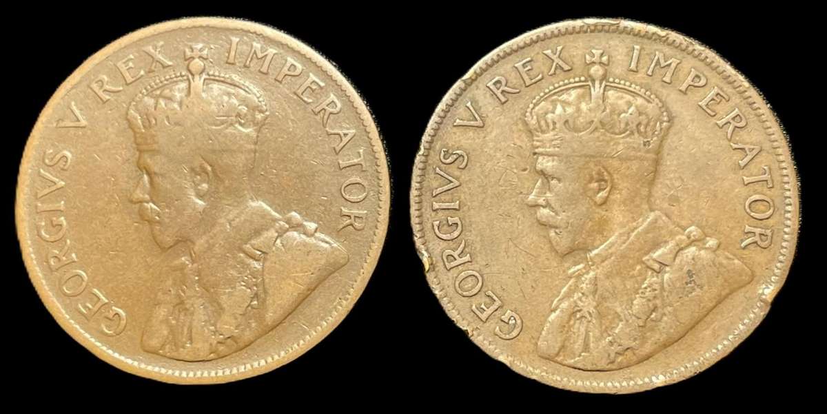 Scarce 1928 & 1929 SA Union 1 penny coin lot