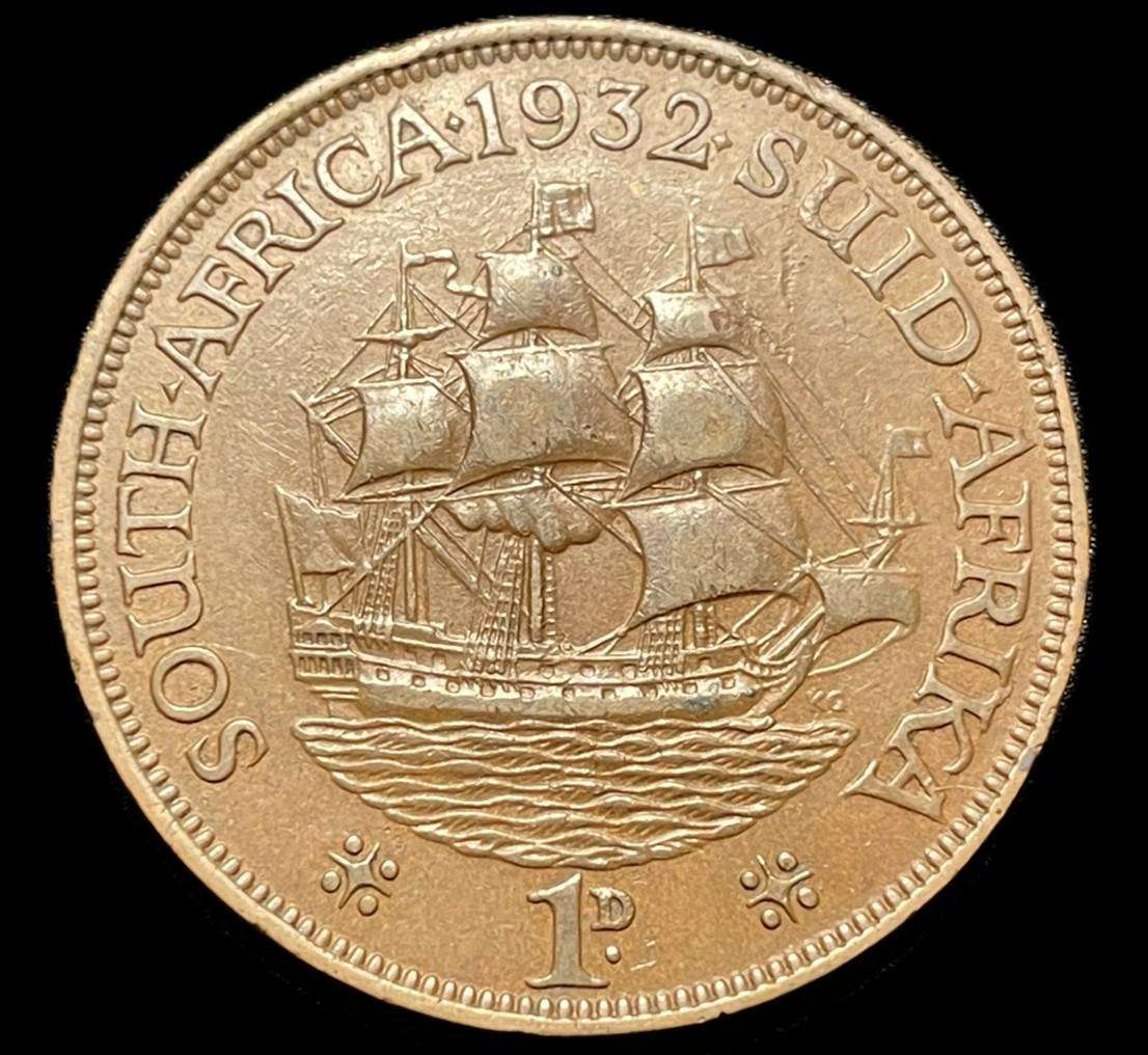 Scarce 1932 SA Union 1 penny coin