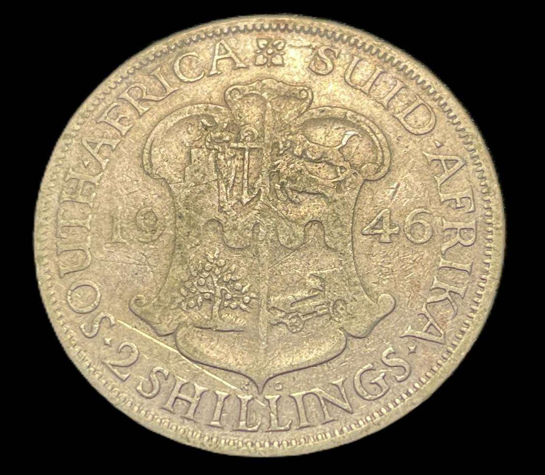 Scarce 1946 SA Union silver 2 shilling coin - Only 14,480 minted and hard to find