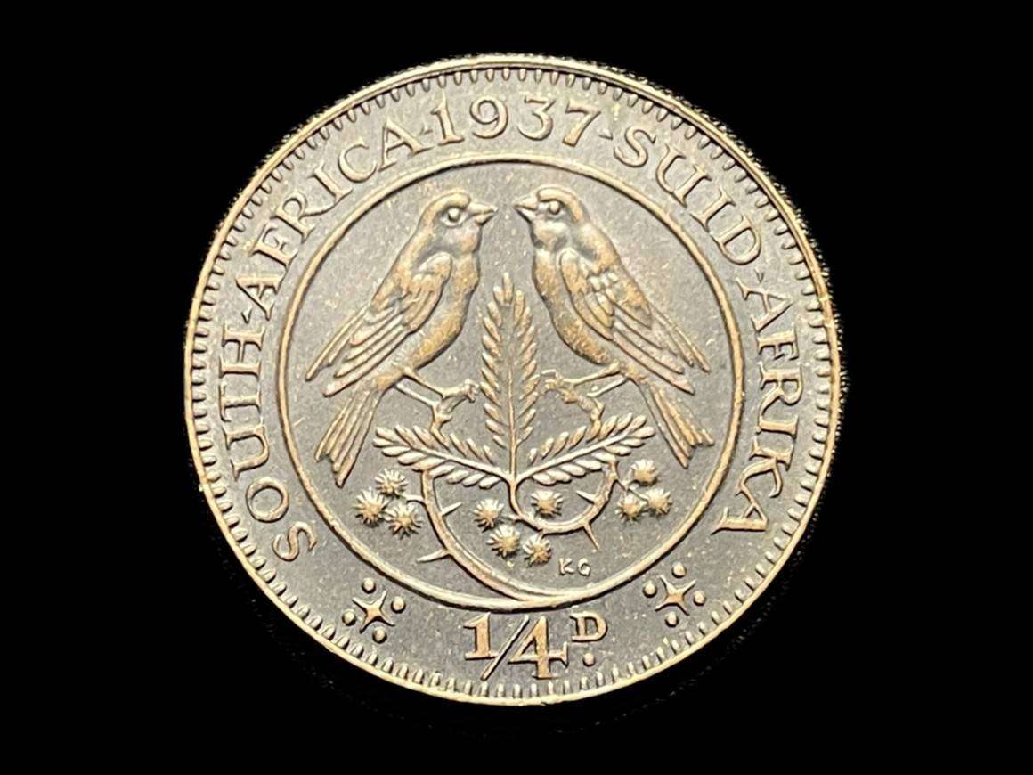 Scarce 1937 SA Union ¼ penny coin - High grade - Only 38,254 minted