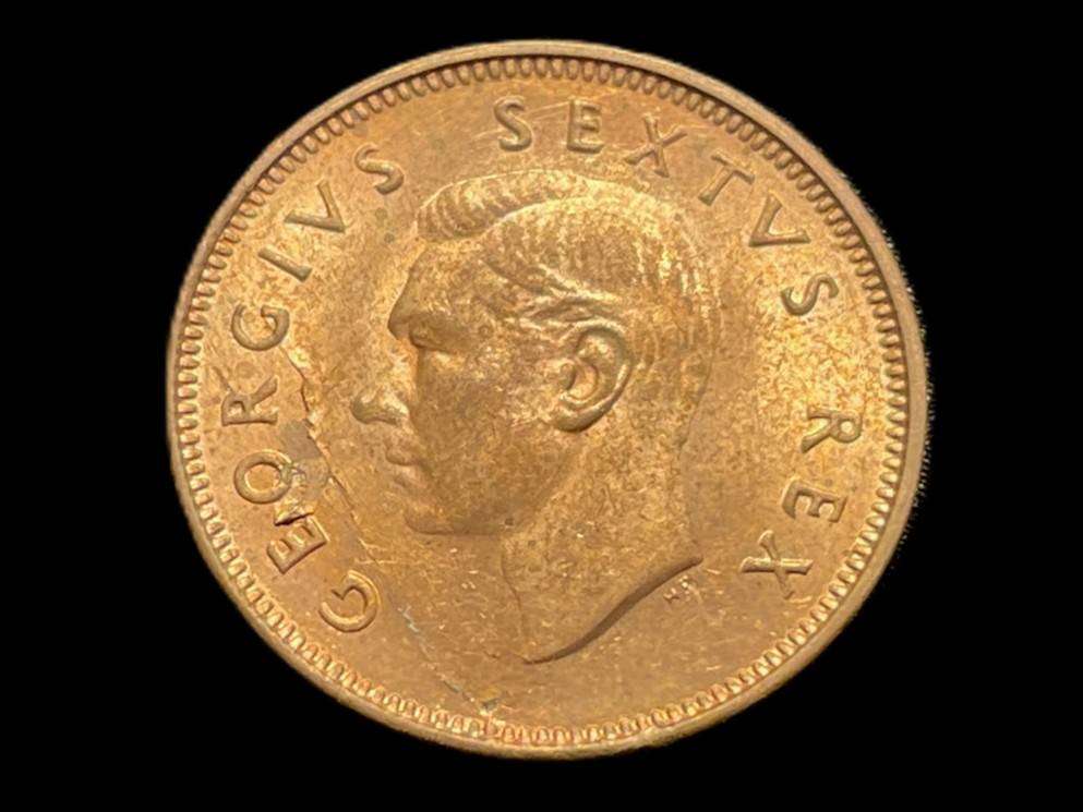 Very High grade 1951 SA Union ¼ penny coin - With Obverse lamination error