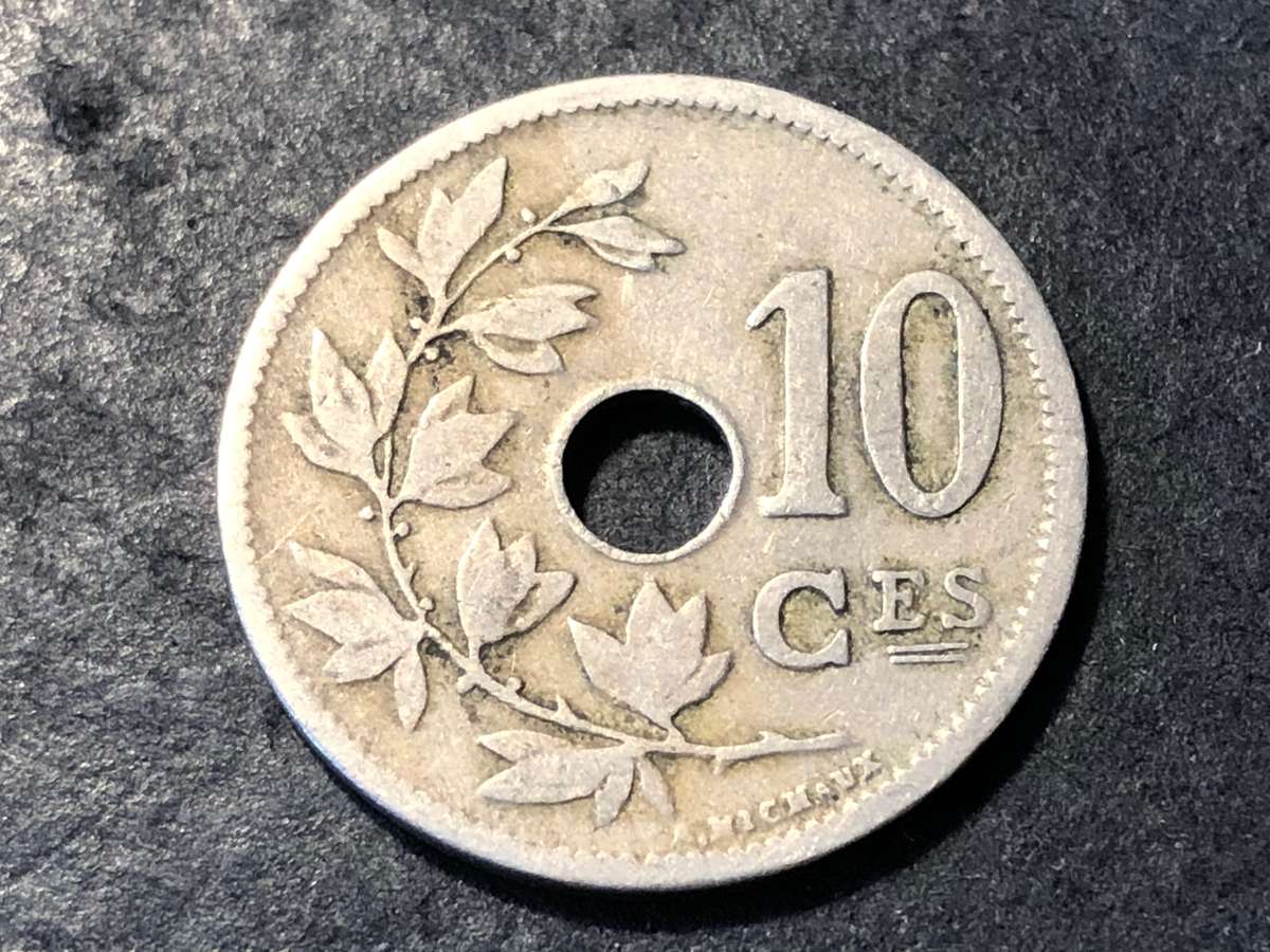 Beautiful 1904 Belgium 10 centimes coin - King Leopold II