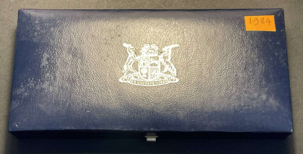 1984 RSA proof coin set with silver 1 Rand in original box - Excellently toned 1 cent
