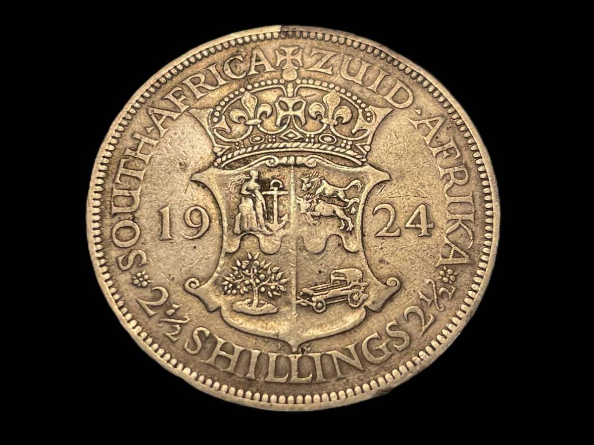 Scarce 1924 S.A. Union silver 2 ½ shillings coin