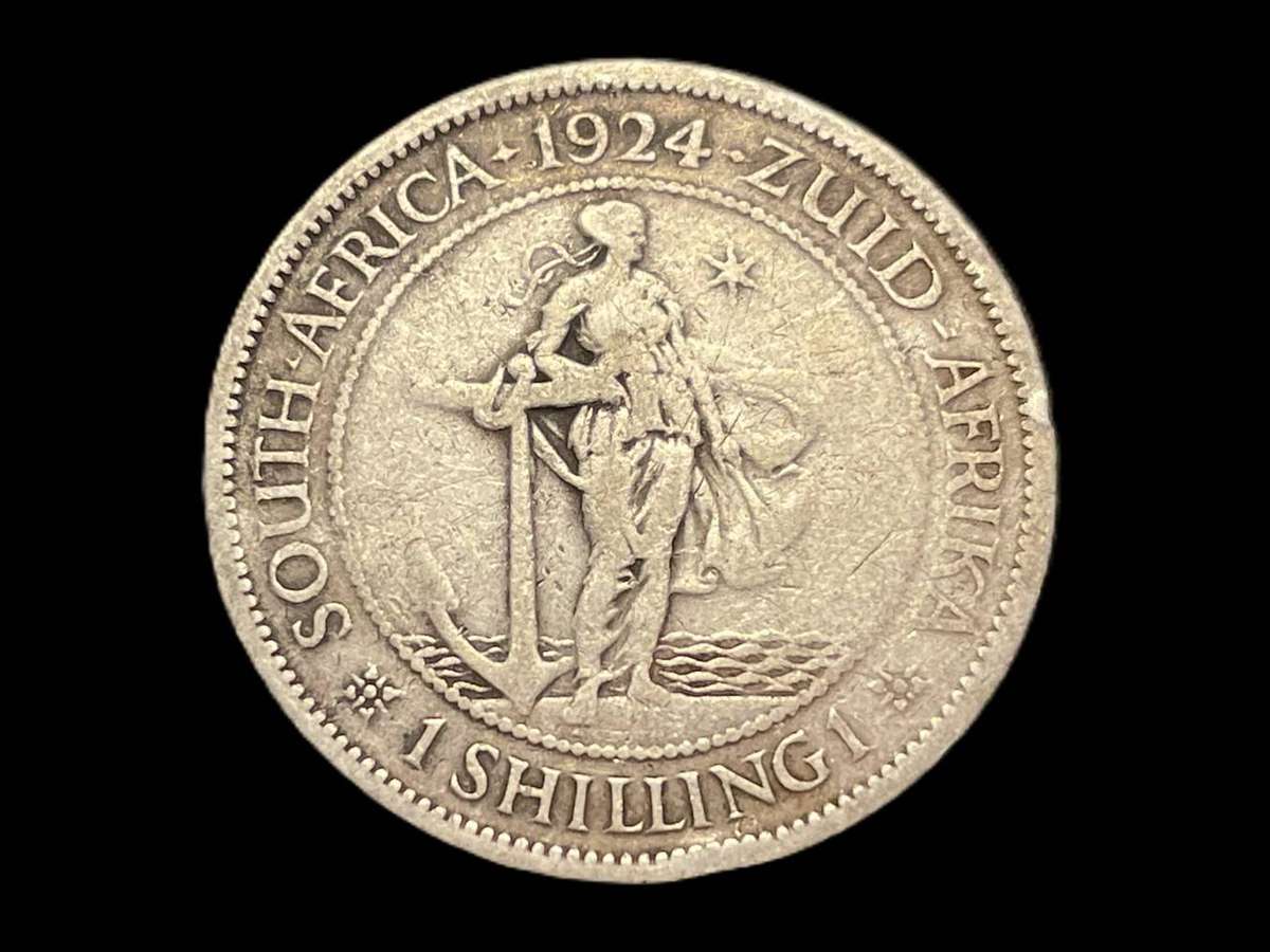 Scarce 1924 SA Union silver 1 shilling coin